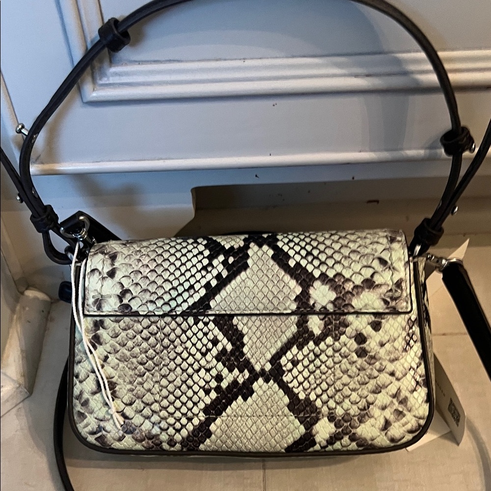 Tory Burch Snake-Print Shoulder Bag in Cream, Black and Brown - Picture 4 of 7